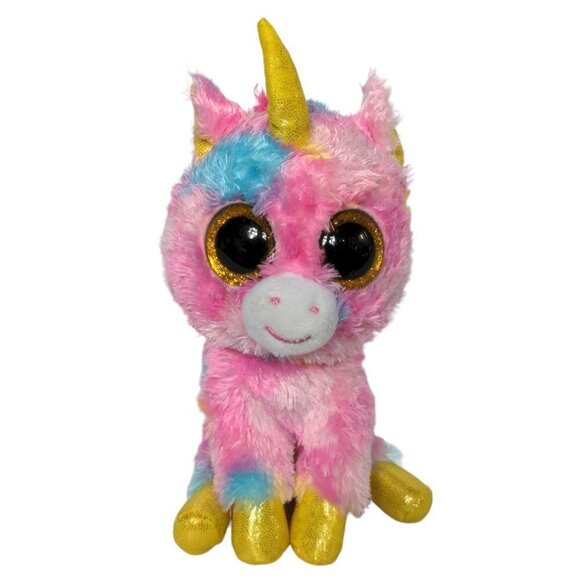 Ty Beanie Boo Fantasia Pink Blue Unicorn Tie Dye Plush Stuffed Animal 2015 6.5" - Picture 1 of 5